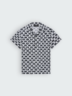 Camisas Amiri Tape Bowling Hombre Negras Blancas | 3450-EPQLI