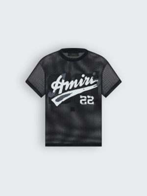 Camisetas Running Amiri 22 Mesh Hombre Negras Blancas | 0349-HKQVD