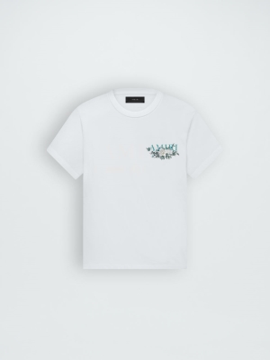 Camisetas Running Amiri Floral Logo Hombre Blancas | 9642-XZYSQ