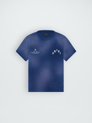 Camisetas Running Amiri Vintage Collegiate Hombre Azules | 2071-CKLRS