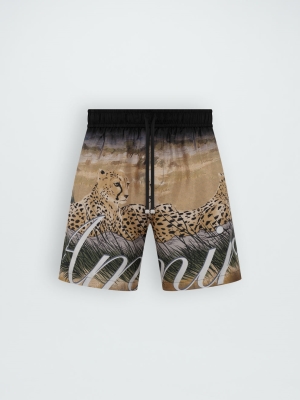Pantalones Cortos Amiri Cheetah Print Drawstring Hombre Multicolor | 7184-FJPID