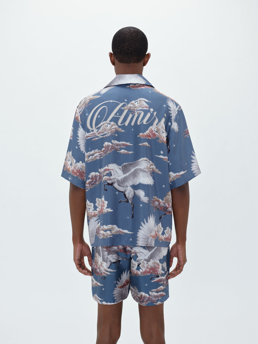 Camisas Amiri All Over Pegasus Bowling Hombre Azules | 8490-JVCAO