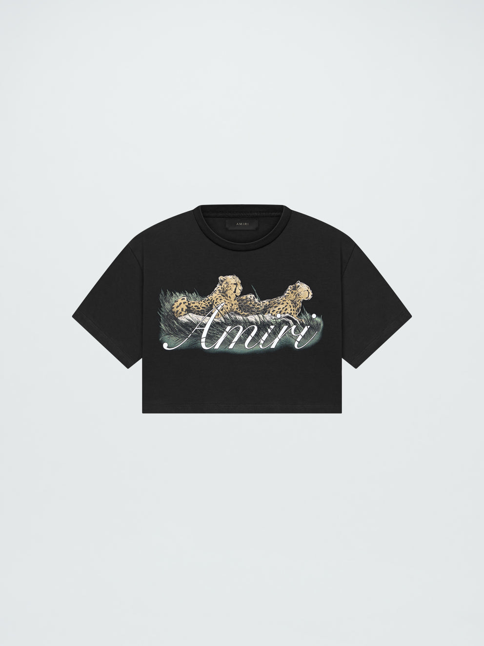 Camisetas Running Amiri Cheetah Cropped Mujer Negras | 7280-YJRUM