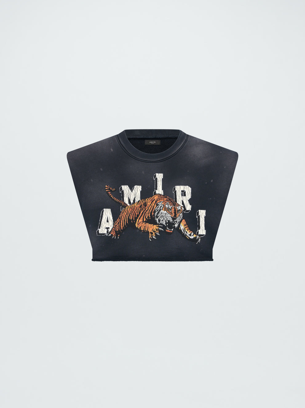 Camisetas Running Amiri Cropped Tiger Mujer Negras | 0537-CTFXQ