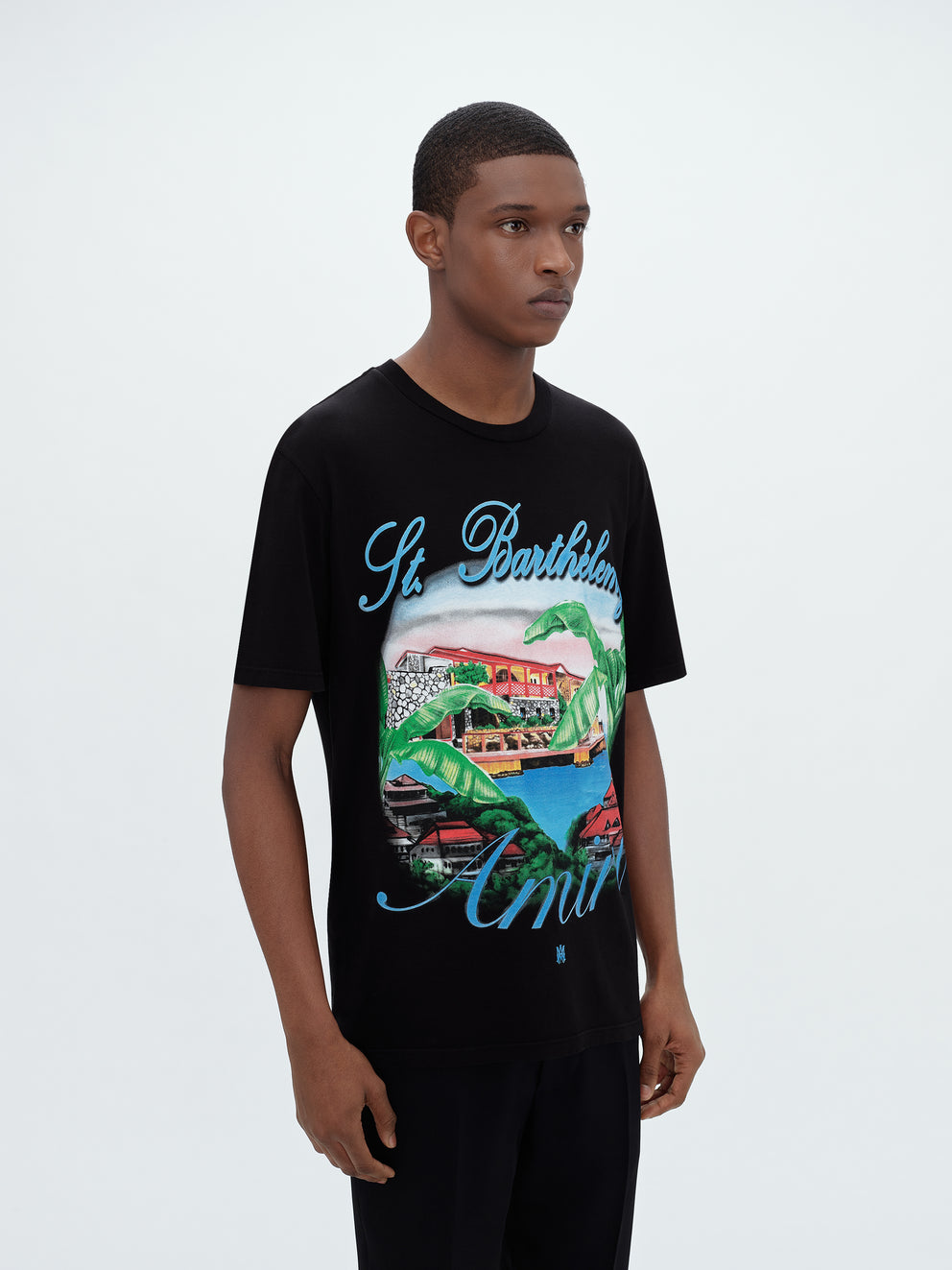 Camisetas Running Amiri Eden Rock Airbrush Hombre Negras | 0741-JBLPO