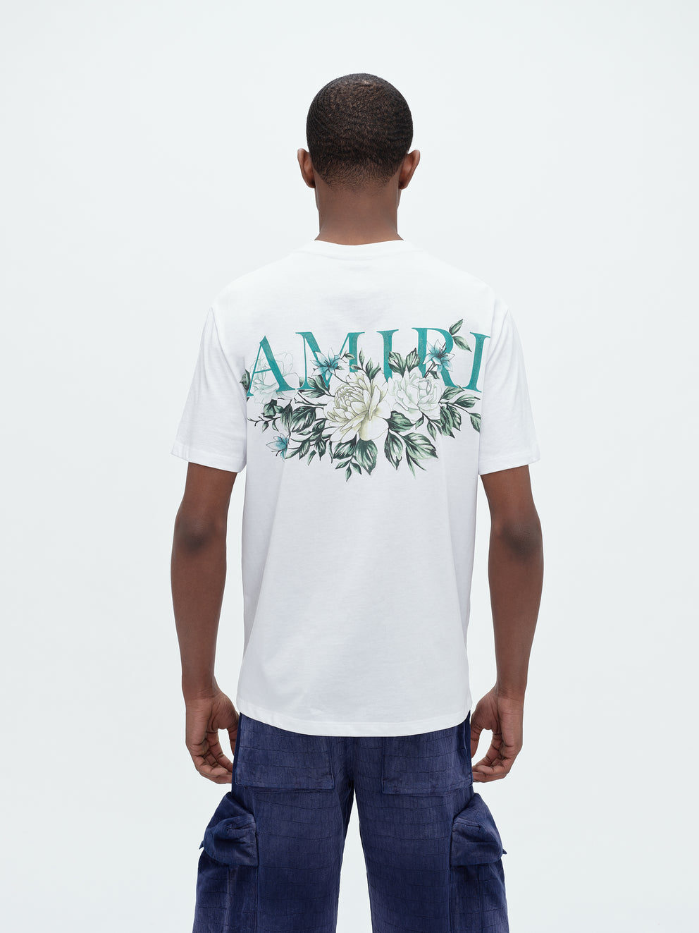 Camisetas Running Amiri Floral Logo Hombre Blancas | 9642-XZYSQ