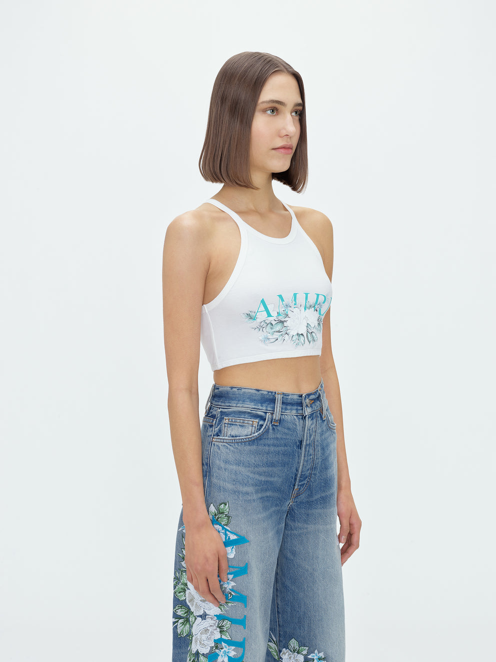 Camisetas Running Amiri Floral Tank Top Mujer Blancas | 2410-ZLNJW