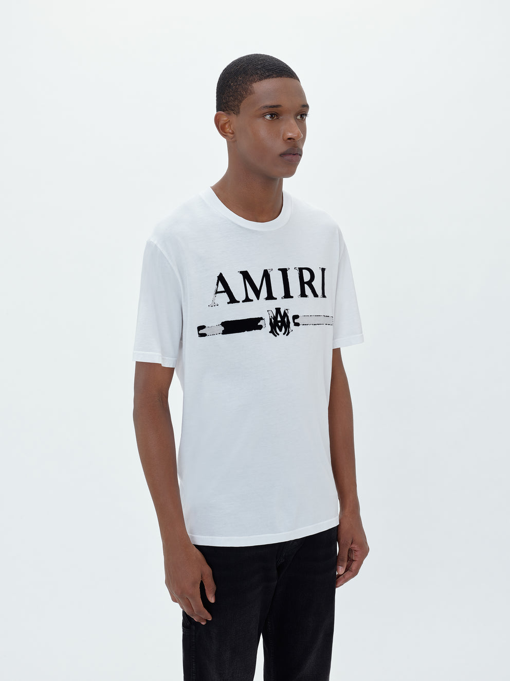 Camisetas Running Amiri M.A. Bar Applique Hombre Blancas | 4308-QBAVM