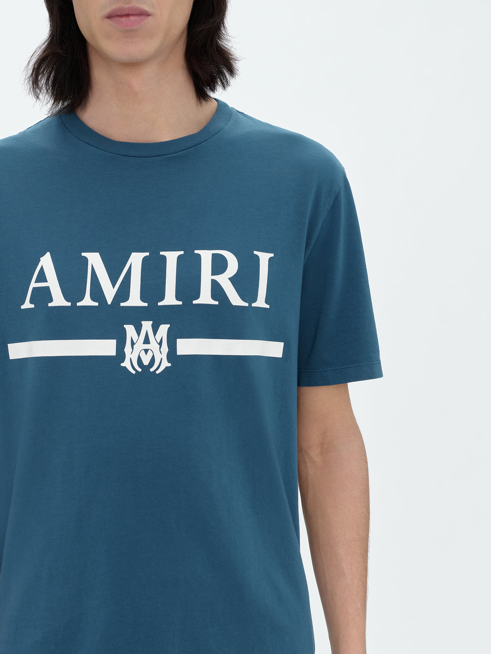 Camisetas Running Amiri M.A. Bar Logo Hombre Turquesa | 2768-UBVQS