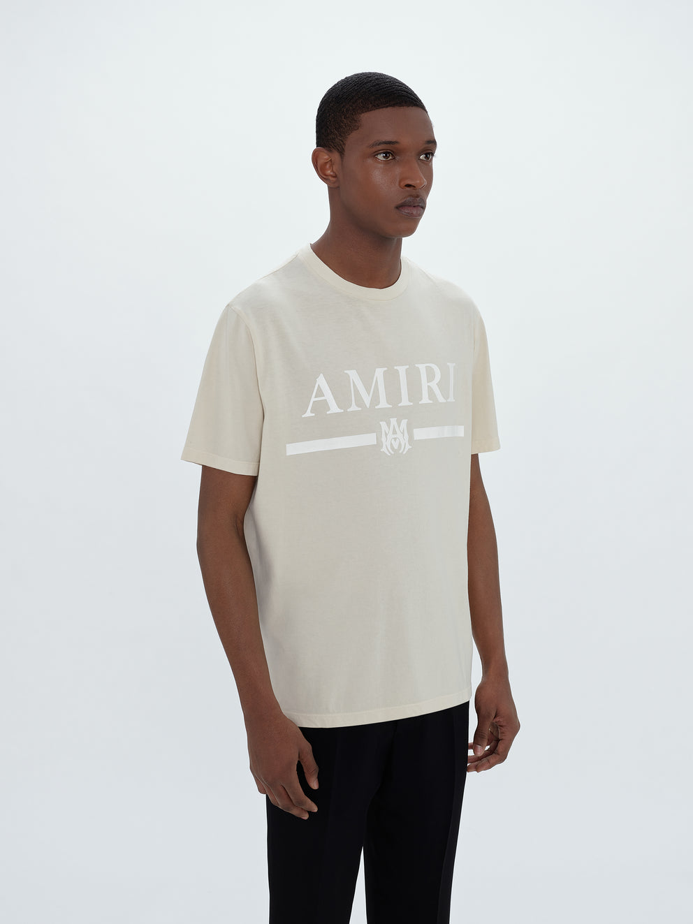 Camisetas Running Amiri M.A. Bar Logo Hombre Alabaster | 3265-NKIPM