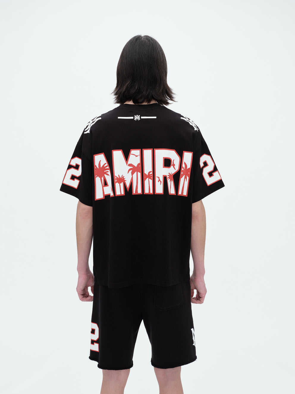 Camisetas Running Amiri Oversized 22 Football Hombre Negras | 9856-ZGVCE