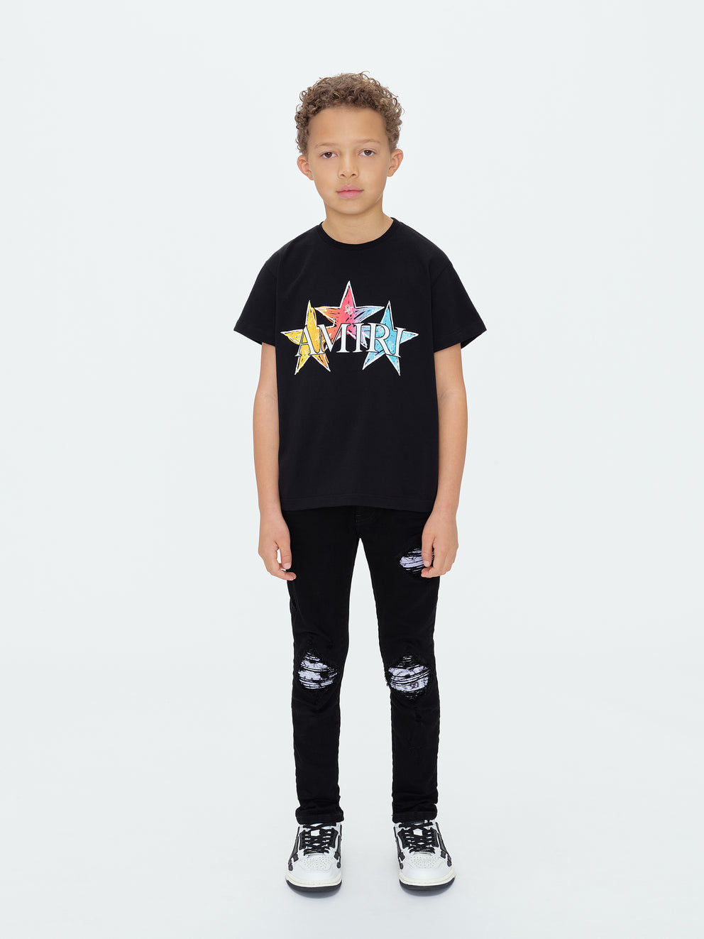 Camisetas Running Amiri Stars Niños Negras | 8493-MUKLF