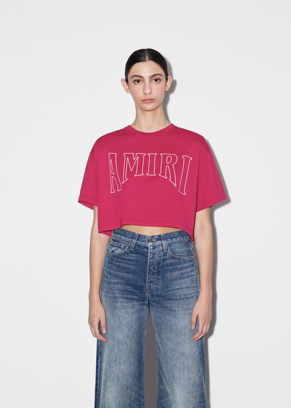 Camisetas Running Amiri Sun Cropped Mujer FUSCHIA | 7406-DBOGZ