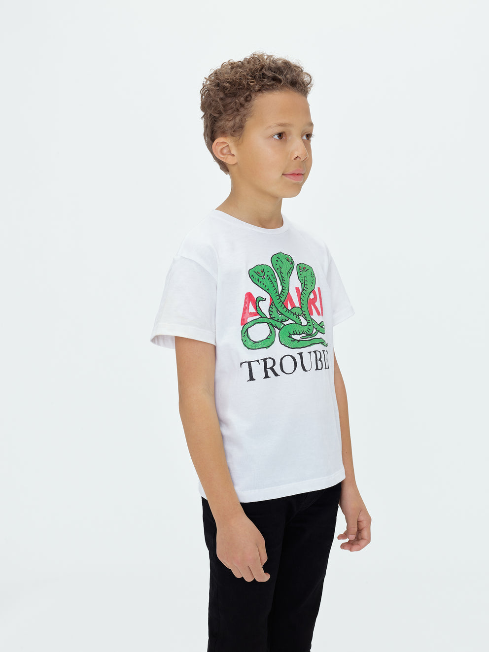 Camisetas Running Amiri Trouble Niños Blancas | 4983-KHNYX