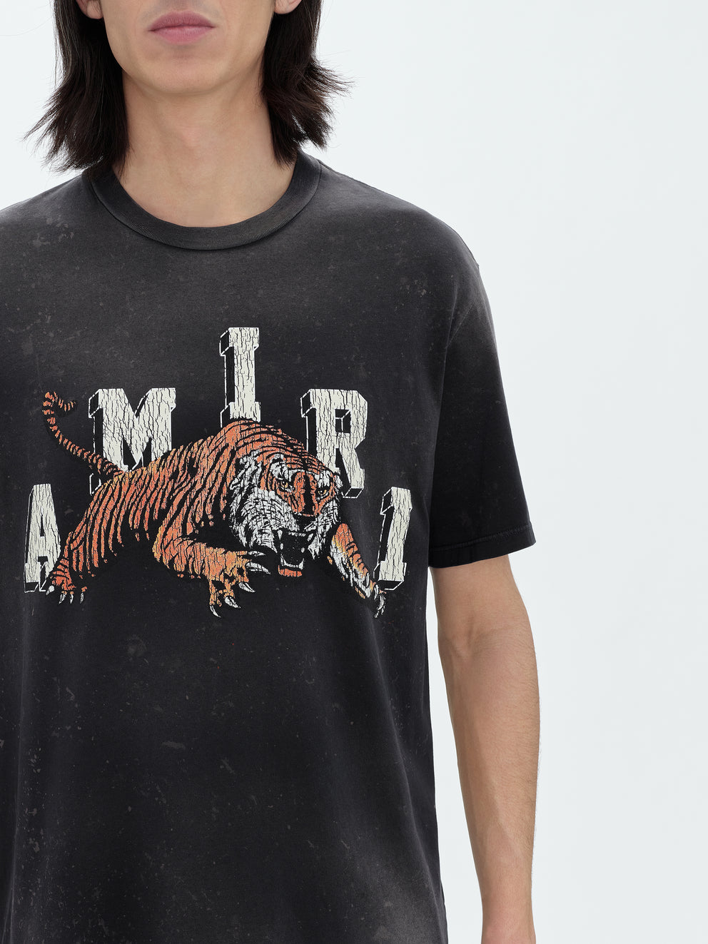 Camisetas Running Amiri Vintage Tiger Hombre Negras | 0167-XDRCM