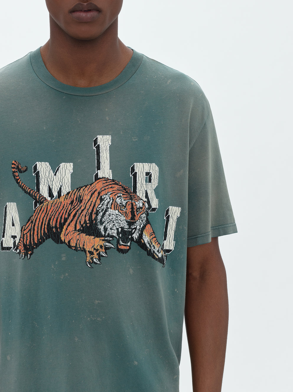 Camisetas Running Amiri Vintage Tiger Hombre Verde | 2765-IACNL