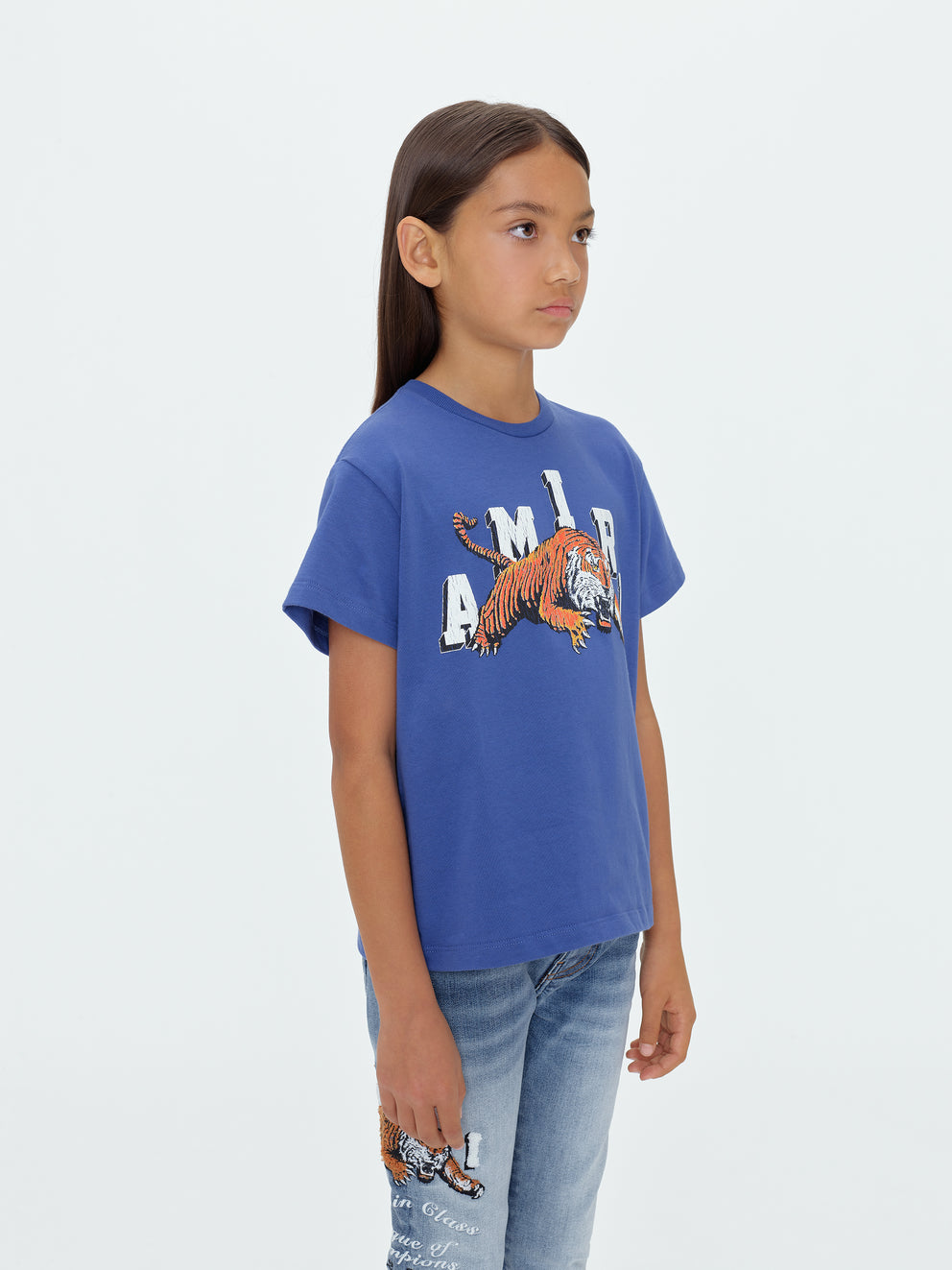 Camisetas Running Amiri Vintage Tiger Niños Azules | 0495-WYCDP