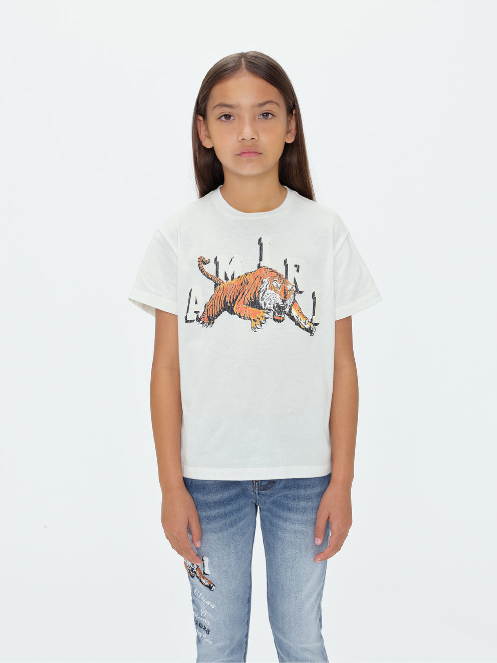 Camisetas Running Amiri Vintage Tiger Niños Blancas | 8946-VWUYJ