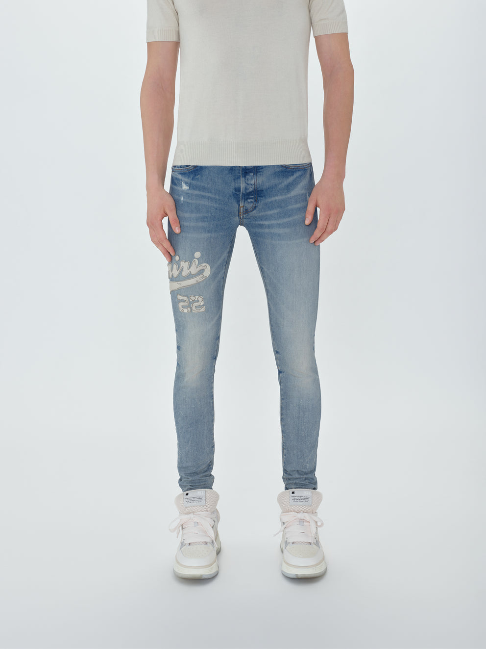 Jeans Amiri Varsity Applique Logo Hombre Indigo | 4026-DSJWN
