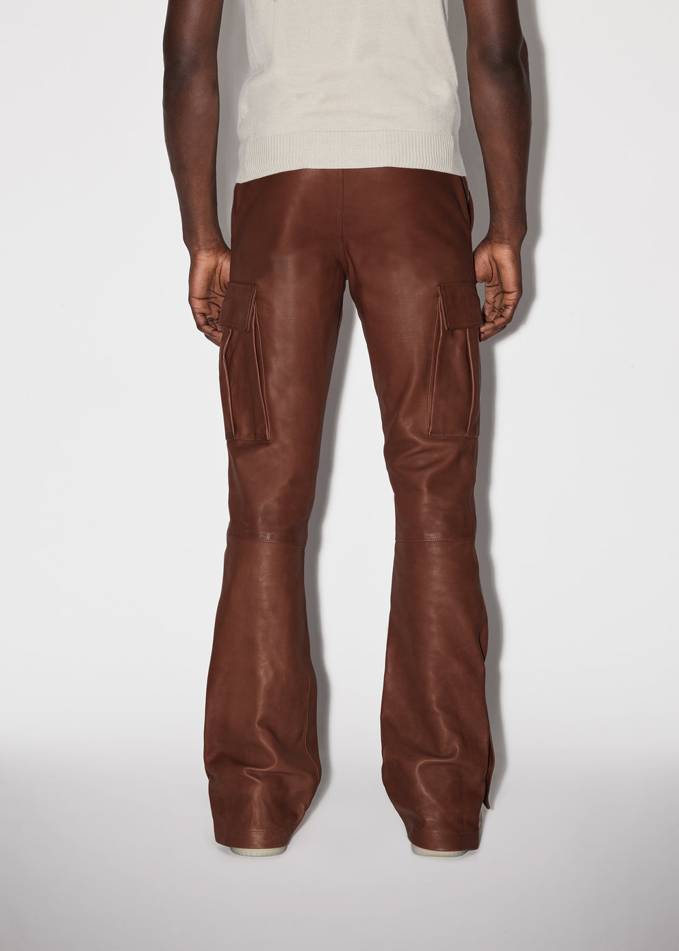 Pantalones Amiri Cuero Cargo Flare Hombre Marrones | 4829-FQXDE