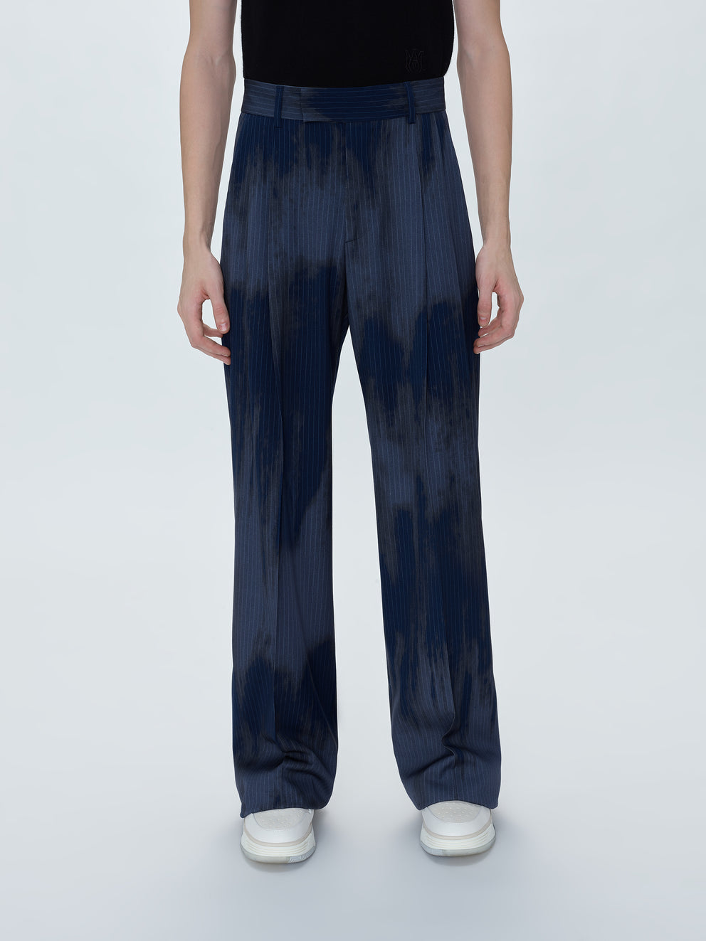 Pantalones Amiri Pinstripe Double Plisado Trousers Hombre Azul Marino | 7364-UODZM