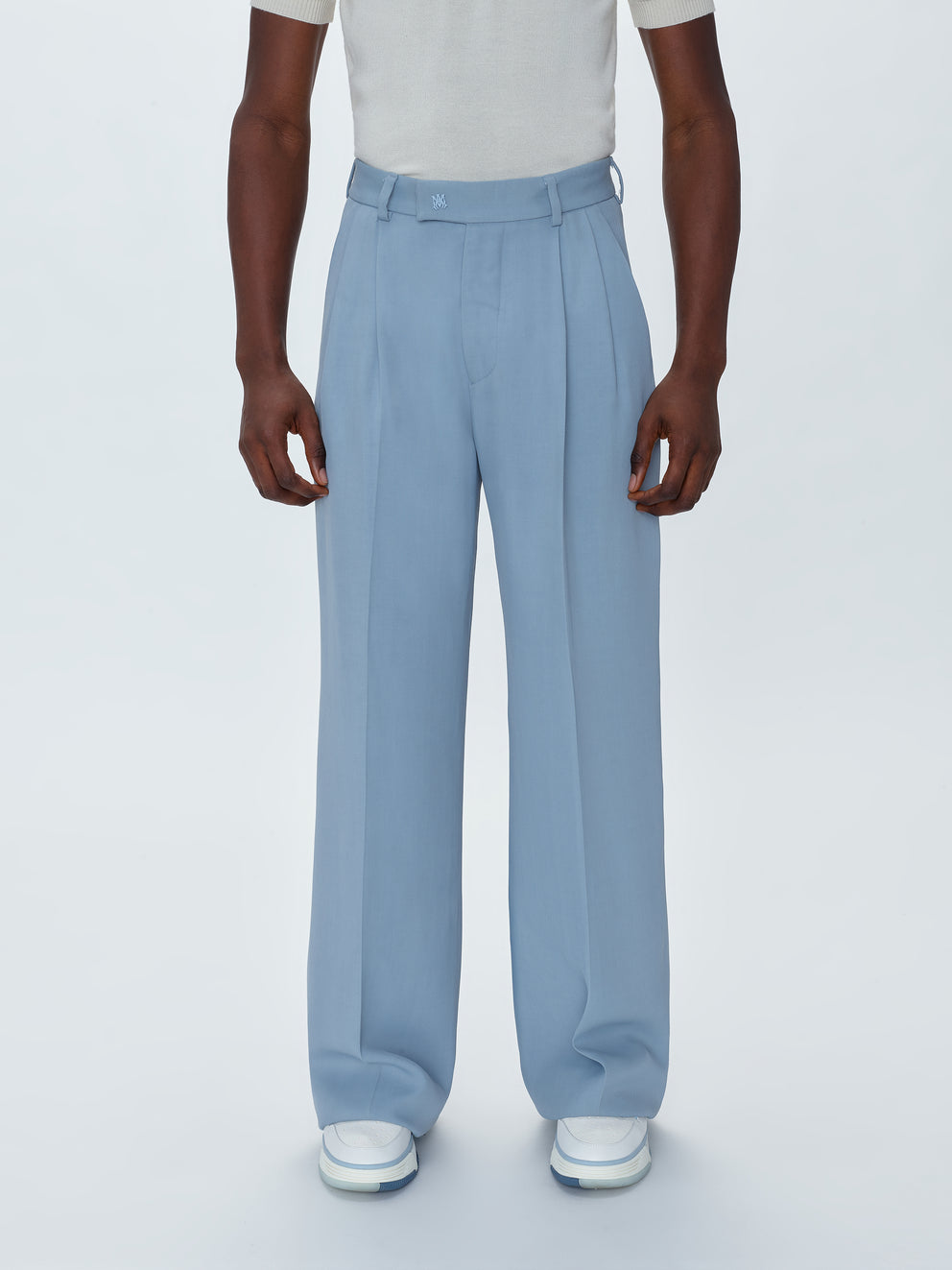 Pantalones Amiri Viscose Double Plisado Trousers Hombre Azules | 7582-JOCFN